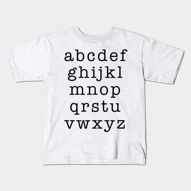 Minimalist Typewriter Alphabet Kids T-Shirt by OpalEllery